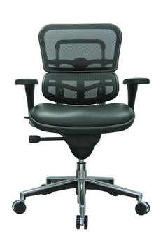 Ergo Mid Back Leather Seat Mesh Back chair by Eurotech