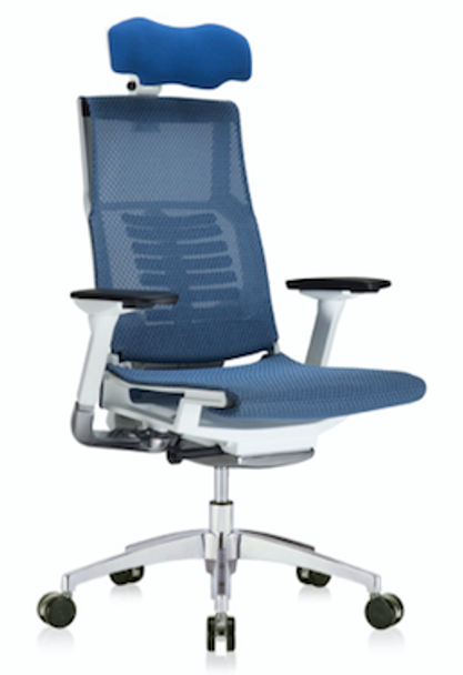 Powerfit White Frame Mesh W/Headrest chair by Eurotech