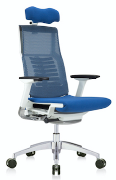 Powerfit White Frame Fabric Seat W/Headrest chair by Eurotech