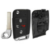 VW New Style Flip Key HU66 Replacement Flip Key Shell with Blade - Aftermarket