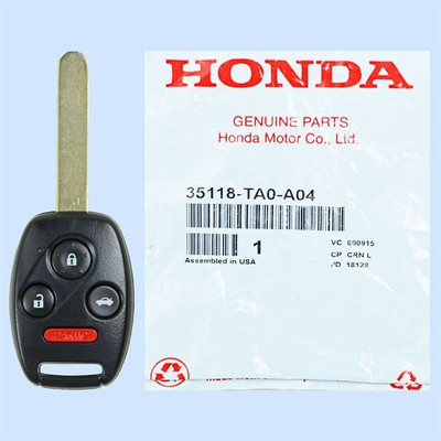 Honda 4 Button Remote Head Key KR55WK49308 - New OEM 155442