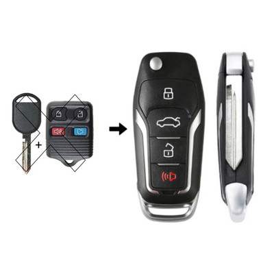 Ford, Lincoln, Mercury 4 Button Remote Flip Key CWTWB1U331, 2S4T-15K601-AB,  315MHz - Aftermarket