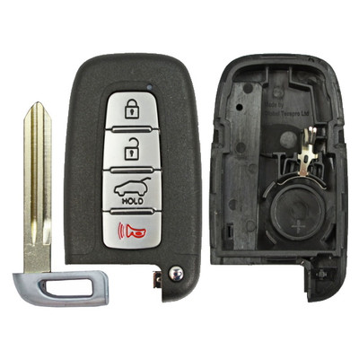 Hyundai, Kia 4 Button Smart Key Shell Replacement Case with HY15 Standard Blade SY5HMFNA04 - Aftermarket
