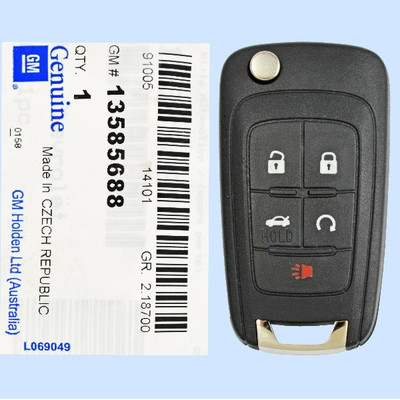 Chevrolet 5 Button Remote Flip Key KR55WK50073, 13585688, 315 MHz - New OEM