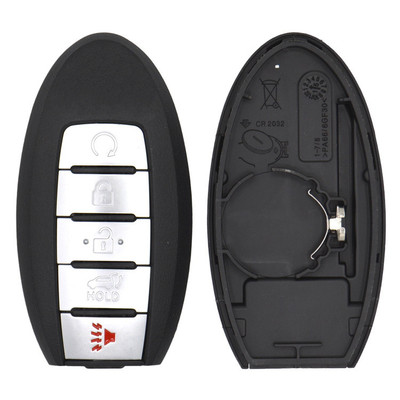 Nissan, Infiniti 5 Button Smart Key Shell Replacement Case w/ Non Transponder Insert - Aftermarket