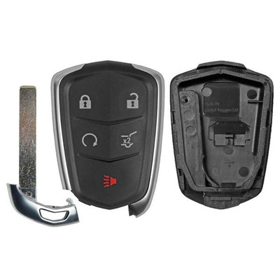 Cadillac 5 Button Smart Key Replacement Shell, Case and Pad Only - No Electronics, HYQ2ES, HYQ2AB, HYQ2EB