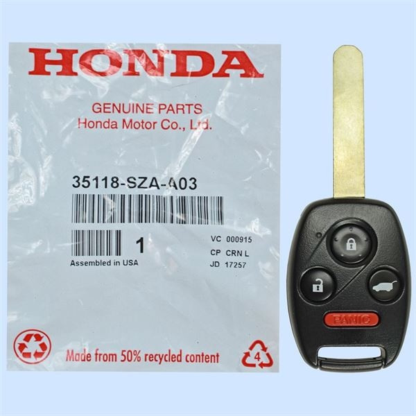Honda 4 Button No Memory Remote Head Key KR55WK49308, 35118-SZA-A03, 315 MHz - New, OEM