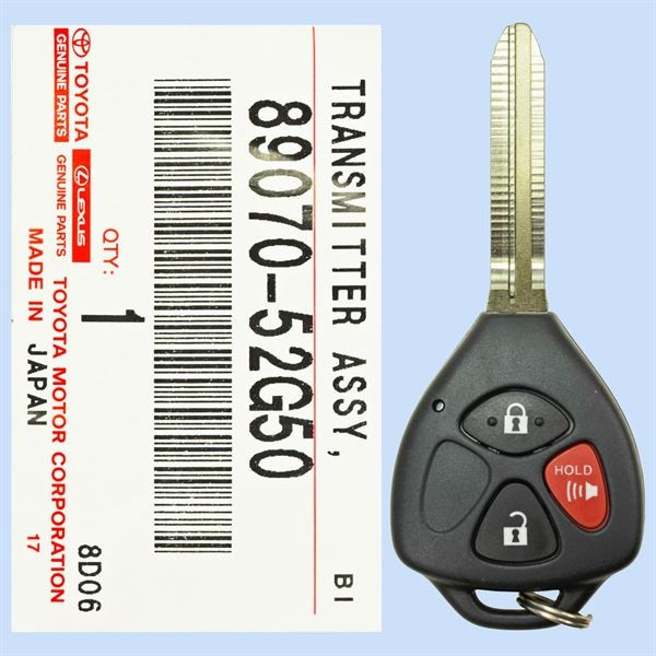 Toyota 3 Button Remote Head Key with H-Chip HYQ12BBY, 89070-52G50, 315 MHz - New, OEM