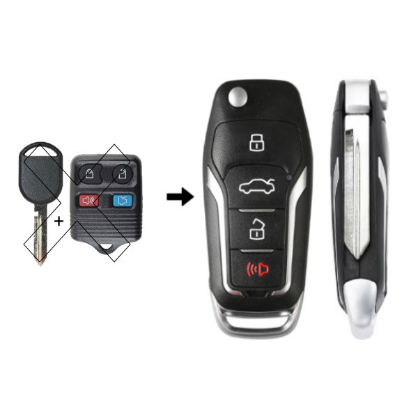 Ford, Lincoln, Mercury 4 Button Remote Flip Key CWTWB1U331, 2S4T-15K601-AB,  315MHz - Aftermarket