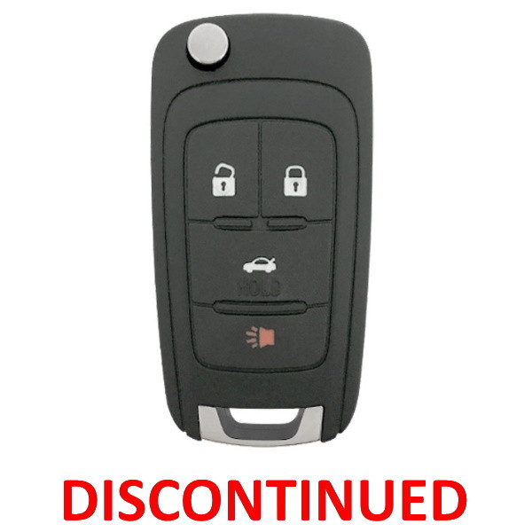 (Discontinued) Chevrolet 4 Button Remote Flip Key OHT01060512, 13501259, 433 MHz - New, OEM