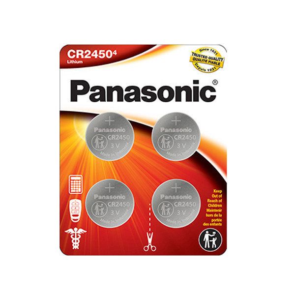 PANASONIC CR2450 Coin Battery, 4 Pack