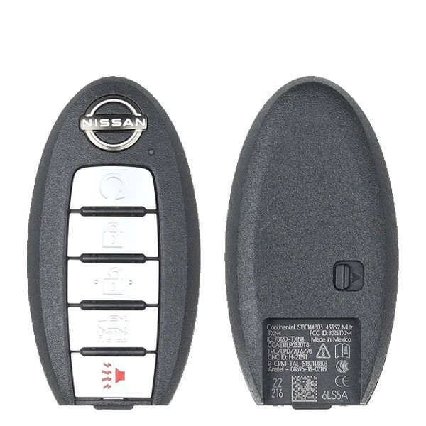 Nissan 5 Button Smart Key KR5TXN4, 285E3-6LS5A, 433 MHz - Refurbished, Grade A