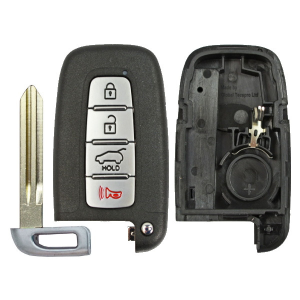 Hyundai, Kia 4 Button Smart Key Shell Replacement Case with HY15 Standard Blade SY5HMFNA04 - Aftermarket