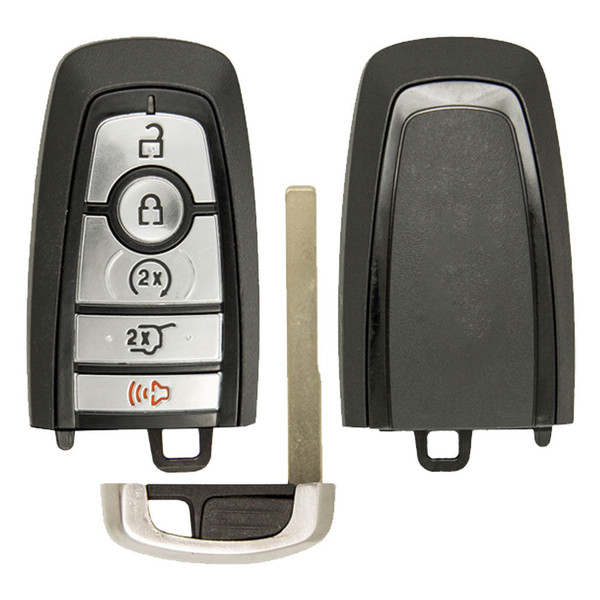 Ford, Lincoln 5 Button Smart Key Shell Replacement Case M3N-A2C931426, M3N-A3C054339, M3N-A3C108397 - Aftermarket