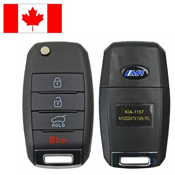 Canadian Version - Kia 4 Button Remote Flip Key NYODD4TX1306-TFL, 95430-3W350, 315 MHz - Refurbished, Grade A