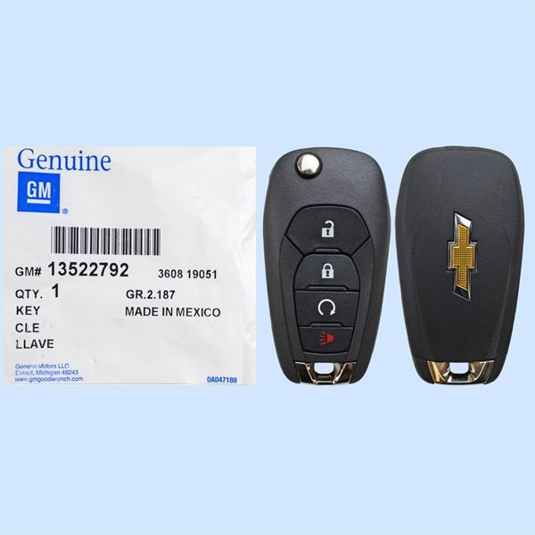 Chevrolet 4 Button Remote Flip Key LXP-T004, 13522770, 433 MHz - New, OEM