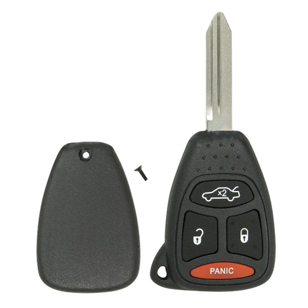 Chrysler, Dodge, Jeep 4 Button Remote Head Key Shell Replacement Case with Screw KOBDT04A - Aftermarket