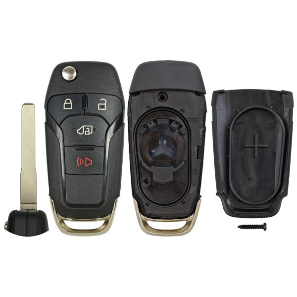Ford 4 Button Remote Flip Key Shell Replacement Case N5F-A08TAA, 164-R8236 - Aftermarket