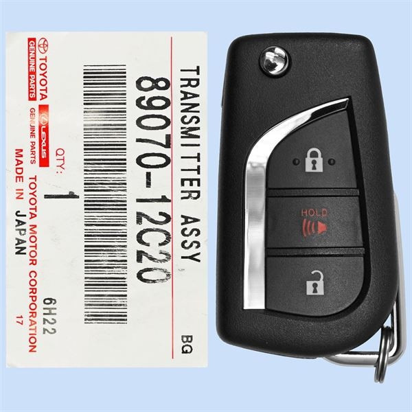 Toyota 3 Button Remote Flip Key HYQ12BFA, 89070-12C20, 315 MHz - New, OEM