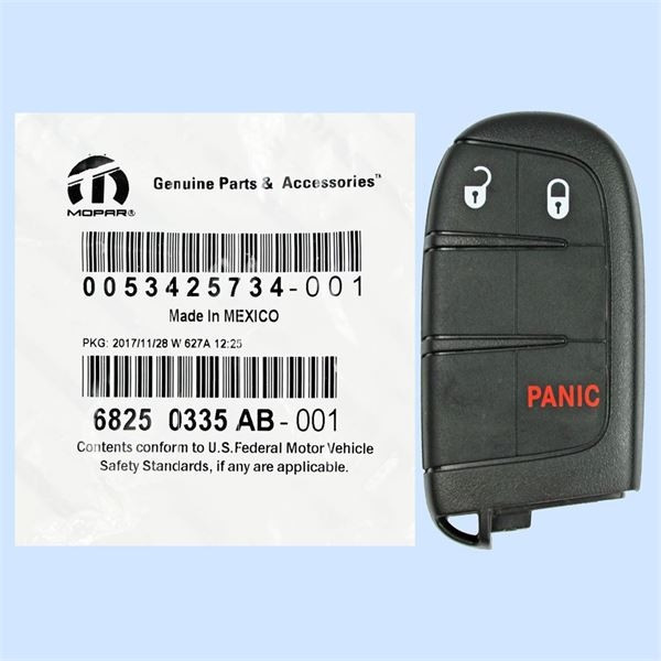 Jeep 3-Button Smart Key M3N-40821302 68250335AB 433 MHz, New OEM