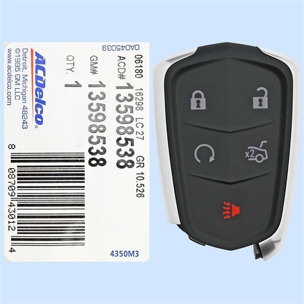 Cadillac 5 Button Smart Key HYQ2EB, 13598538, 433 MHz - New, OEM