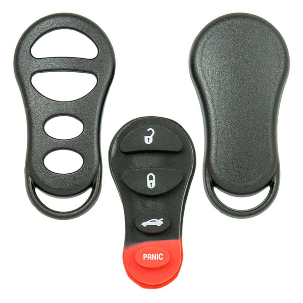 Chrysler, Dodge, Jeep, Plymouth 4 Button Remote Case and Pad Replacement Shell GQ43VT13T, GQ43VT17T, GQ43VT9T - Aftermarket