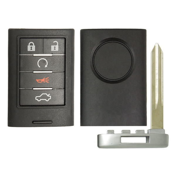 Cadillac 5 Button Smart Key Case and Pad Replacement Shell M3N5WY7777A, 25943677 - Aftermarket