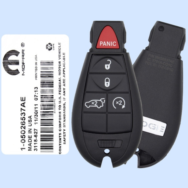 Dodge 5 Button Fobik Non Proximity Remote IYZ-C01C, 5026537, 433 MHz - New, OEM