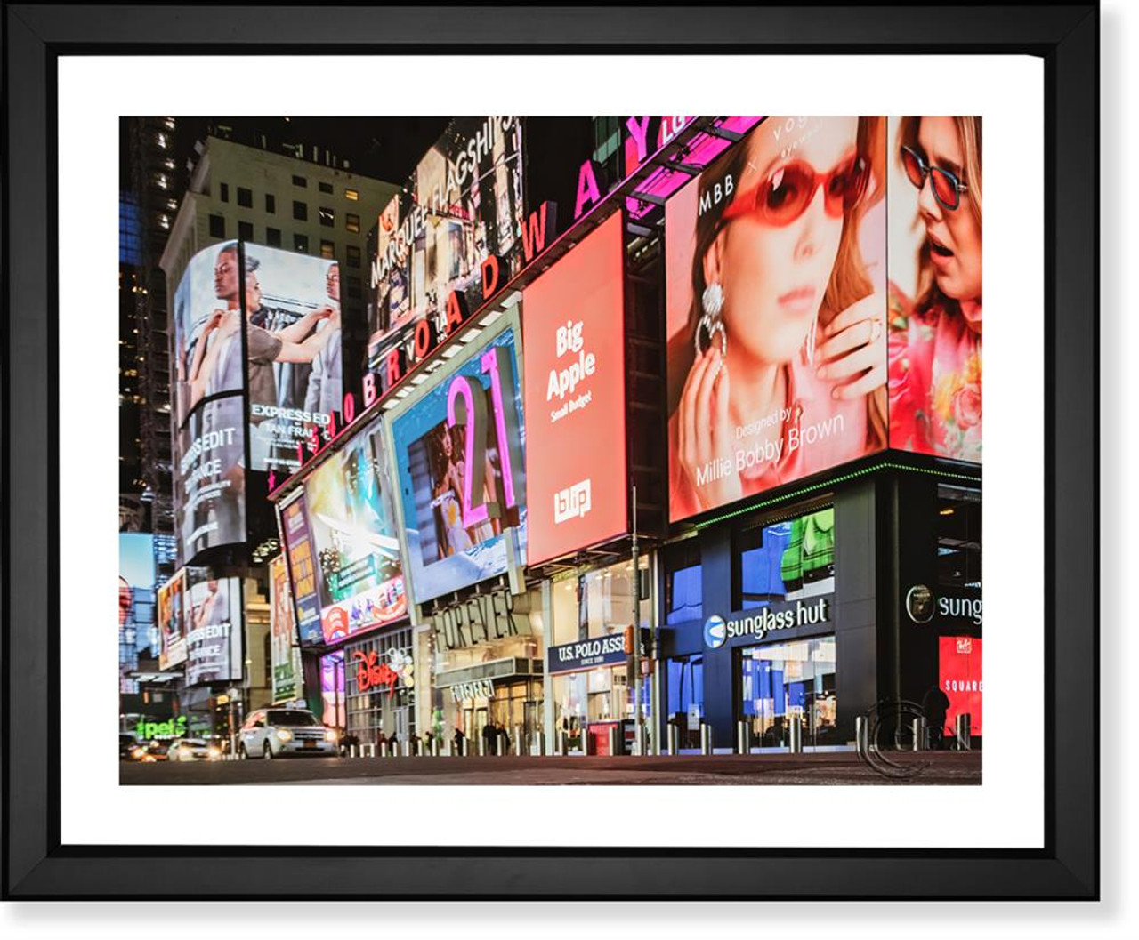 times sqaure street reflections 24 BK WH L framed art print 13467.1635788080