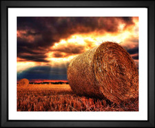 J. Plenio, Nature Hay Bales Sunset, EFX, EFX Gallery, art, photography, giclée, prints, picture frames