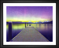 Skeeze, Aurora Borealis at Lake McDonald, Lake McDonald in Montana Mountain Lake Dock Aurora, EFX, EFX Gallery, art, photography, giclée, prints, picture frames fine art