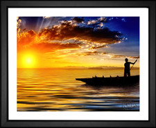 Rustu Bokus, Gerd Altmann, Fisherman Boat Sunset, EFX, EFX Gallery, art, photography, giclée, prints, picture frames Tam Giang Lagoon in Vietnam