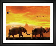 Gerhard G., Elephants Sunset, EFX, EFX Gallery, art, photography, giclée, prints, picture frames