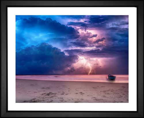 Enrique Lopez Garre, Lightning Strikes the Sea, EFX, EFX Gallery, art, photography, giclée, prints, picture frames Mediterranean Sea boat