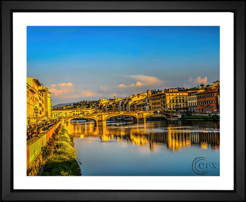 Michelle Raponi, Florence Italy Trinity Bridge & Ponte Vecchio, EFX, EFX Gallery, art, photography, giclée, prints, picture frames Ponte Santa Trinita in Florence, Italy