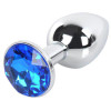 Butt Plug - Metal jeweled Anal Plug - Blue Gem-Anal