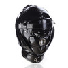 Hood Mask - Shiny Pleather Lace-Up Locking Hood Deprivation Mask with 1 Nose Hole