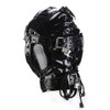 Hood Mask - Shiny Pleather Lace-Up Locking Hood Deprivation Mask with 1 Nose Hole