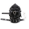 Hood Mask - Shiny Pleather Lace-Up Locking Hood Deprivation Mask with 1 Nose Hole