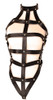 Strappy Cage Teddy - PVC Vegan Leather Body Harness with Collar