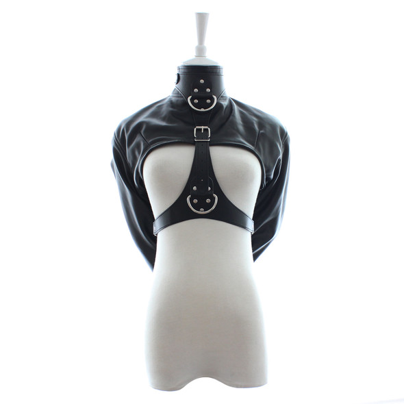 Front view with arms restrained in back