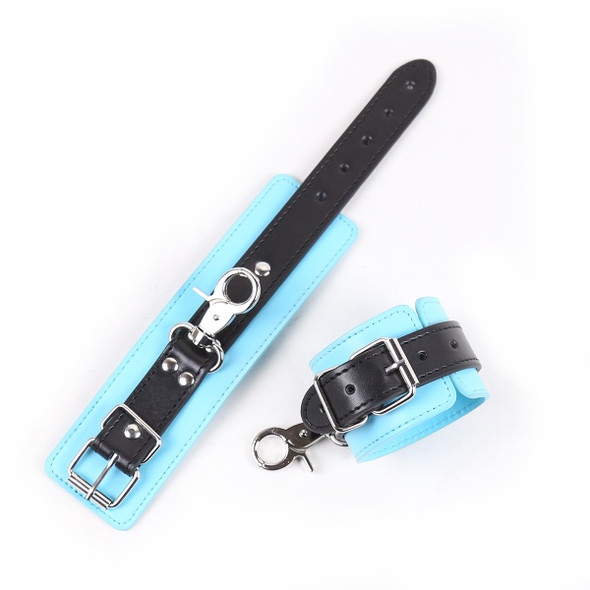 Cuff Wrist - Aqua PVC Cuff with Black Straps | Bondage | BDSM