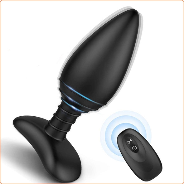 Anal Plug Silicone Vibrating Medium Plug  w Remote