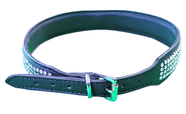 4 Rows Clear Rhinestone Collar w/ D ring