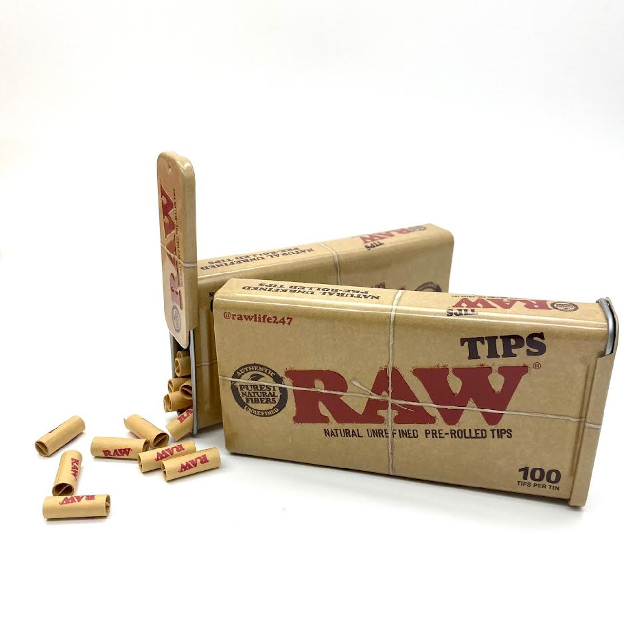 RAW PRE ROLLED FILTER TIPS TIN – 100CT – abc