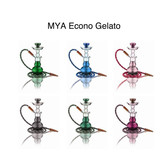 The Econo- Gelato is a high quality low cost alternative to the Gelato family. It features a molded aluminum stem classic glass base that come in those cotton candy colors and ice cream scoop shape(Amber, Dark Blue, Green, Grey, Light Purple, Olive Green, Pink, Sky Blue). At Mya cost does not determine our commitment to bring quality to all our customers. It comes with a Mya box with handle, tongs and matching leather hose. It can be converted into a multiple hose hookah by utilizing stem adaptors that contain the auto-seal system. The auto- seal system eliminates the need for rubber stoppers or flip caps when there are multiple users. (HEIGHT 13”).