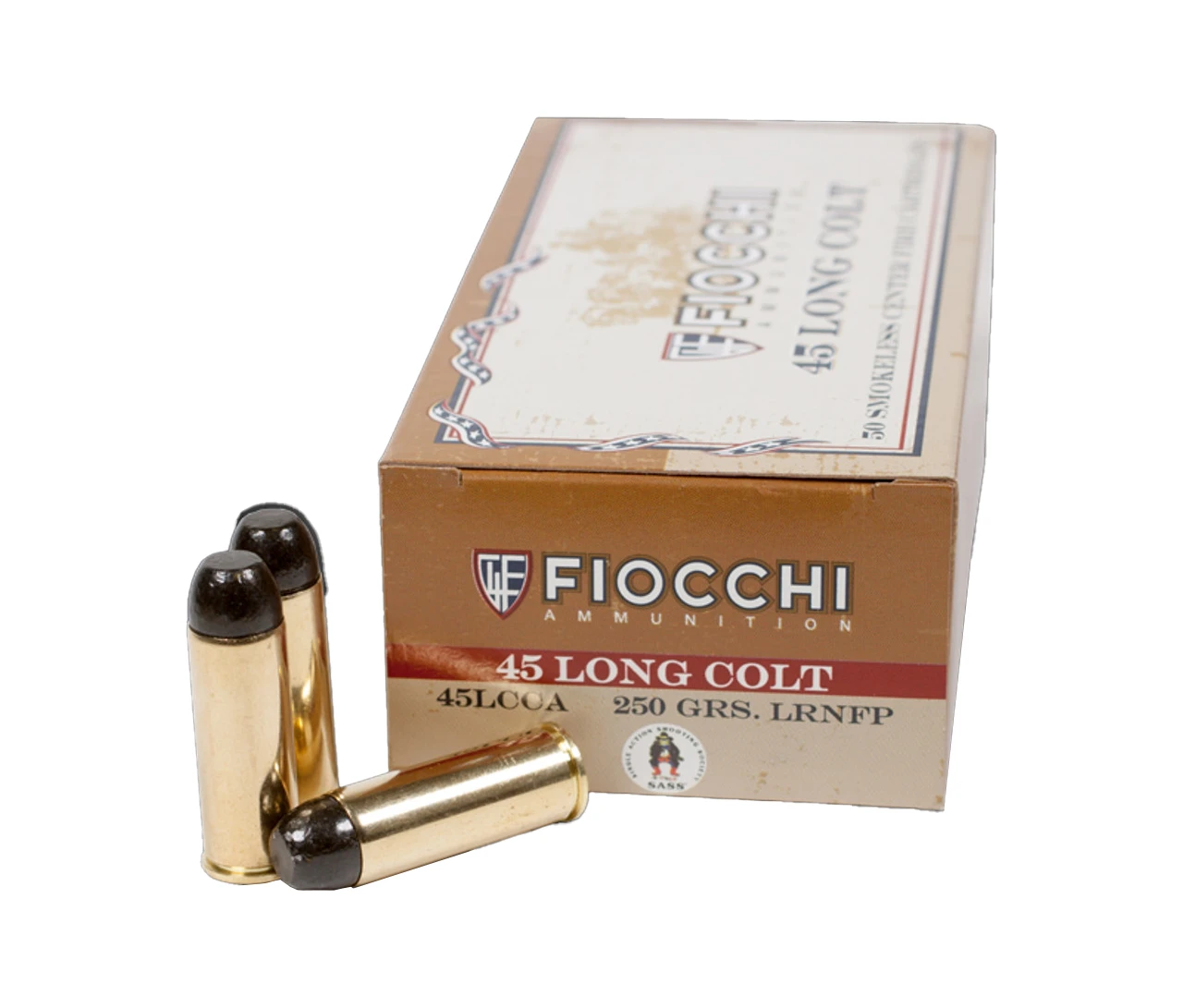 Fiocchi 45 Long Colt Ammo, 230gr Lead Round Nose, 50 Rounds
