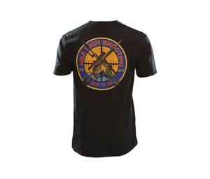 MHSA | Crossed Rifles Tag Comfort Tee - Black - Back | Mile High Shooting Accessories