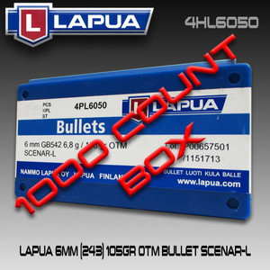 Lapua | 4HL6050 6mm/.243 105gr Scenar Lockbase 1000ct | Mile High Shooting Accessories Lapua | 4HL6050 6mm/.243 105gr Scenar Lockbase 1000ct | Mile High Shooting Accessories