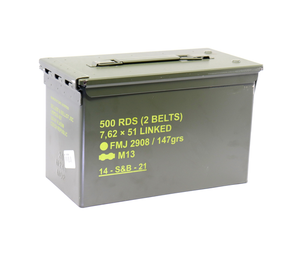 Sellier & Bellot | 7.62x51mm, M13 Ammo, 147 gr, FMJ, Linked Ammo Can, 500 Rounds | Mile High Shooting Accessories